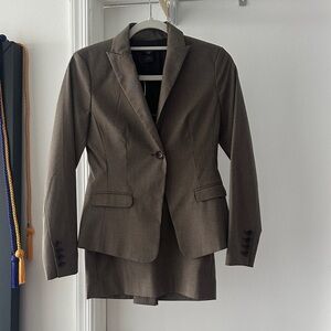 Ann Taylor Brown and Tan Skirt Suit